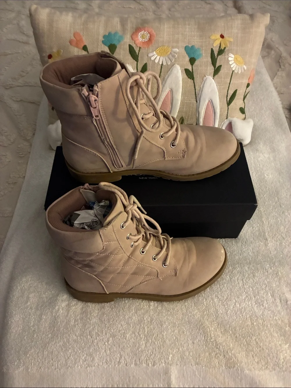The Children's Place Pink Quilted Lace-Up Kids Boots